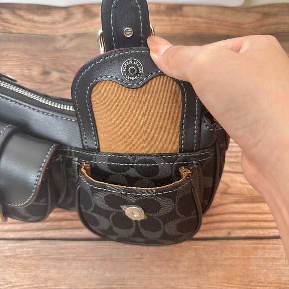 COACH Black Cowboy Underarm Bag Single Shoulder Cross Bag - Picture 4 of 13